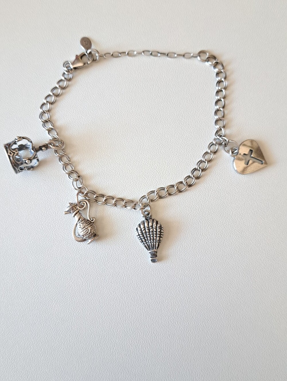 Vintage Charm Factory .925 Sterling Silver 9.8g Charm Bracelet